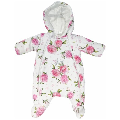 Комбинезон утеплённый Luxury Baby Пионы молочный, айвори 80