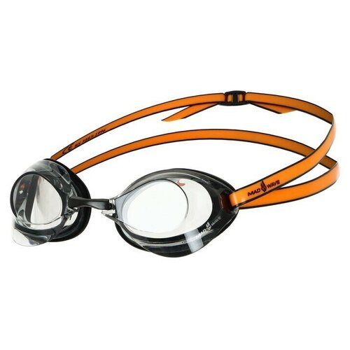 Очки для плавания стартовые , цвет чёрный/оранжевый