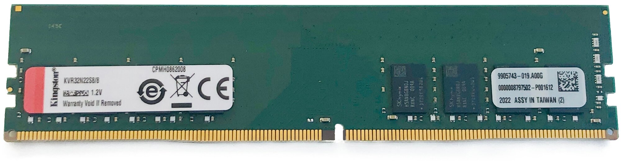 Оперативная память для ПК Kingston ValueRAM 8 ГБ DDR4 3200 МГц DIMM CL22 KVR32N22S8/8