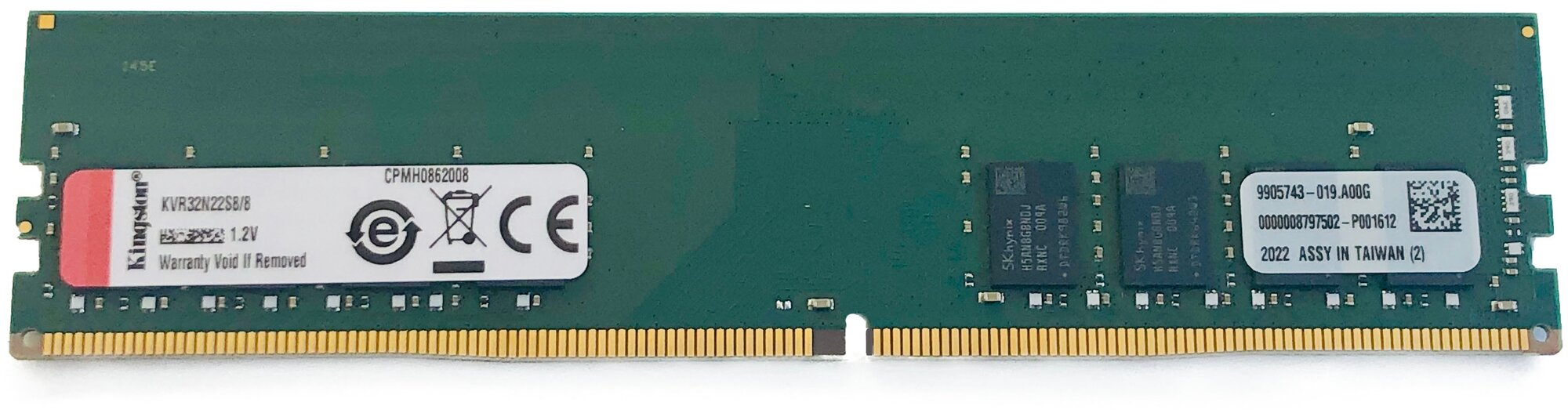 Модуль памяти DDR4 8GB Kingston KVR32N22S8/8 3200MHz CL22 1.2V 1R 8Gbit