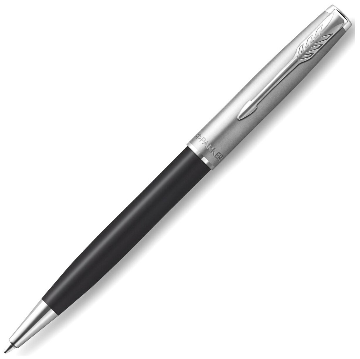 Ручки шариковые подарочные Ручка шариковая Parker "Sonnet Sand Blasted Metal&Black Lacquer" черная, 1,0мм, поворот подар. уп.