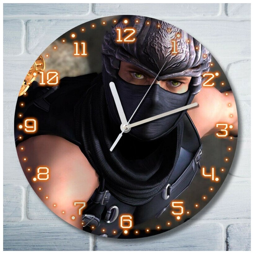 Настенные декоративные часы УФ с ярким рисунком, диаметр 28см игры Ninja Gaiden (ниндзя гарден, PS, Xbox, PC, Switch) 5120
