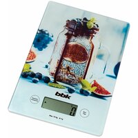 Весы кухонные электронные BBK KS102G лазурный, точность измерения 1 грамм