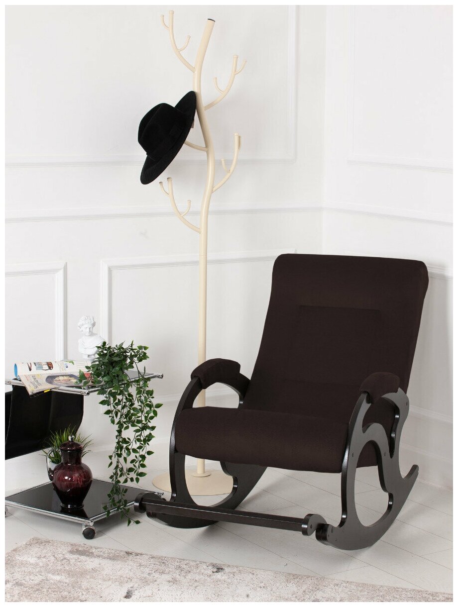 Кресло-качалка для дома с откидной подножкой Тироль велюр цвет темный шоколад (238)