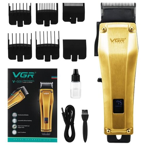 Профессиональная машинка для стрижки волос бороды и усов MARKA V0668 Беспроводная Подарок мужчине на День Рождения золотой 209900₽