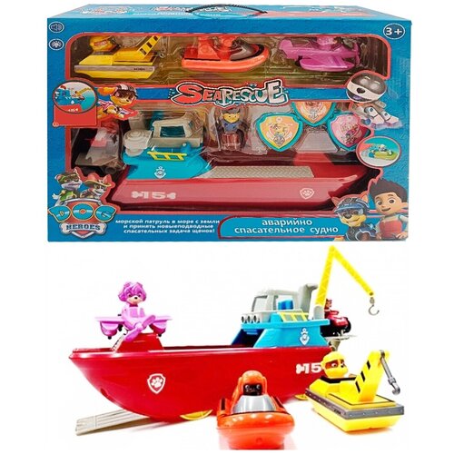 Спасательное судно Щенячий патруль/Малый корабль щенков спасателей и 3 лодки