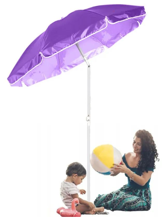 Зонт пляжный BU-70 с наклоном, диаметр 175см, складная штанга 205см, , цвет фиолетовый - фотография № 2