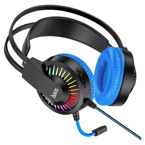 Наушники Hoco W105, игровые, полноразмерные, микрофон, USB + 3.5 мм, 2 м, синие