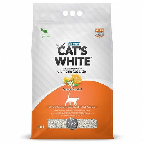 Комкующийся наполнитель Cat's White Orange с ароматом апельсина для кошачьего туалета (5л)