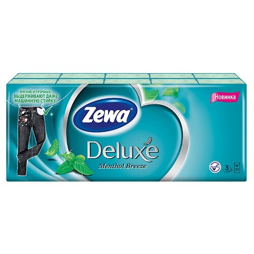 Tena Носовые платки Zewa Deluxe Ментол, 10 штук