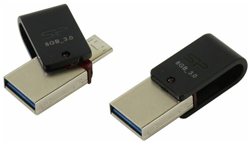 Флеш накопитель 8Gb Silicon Power Mobile X31 OTG, USB 3.0/MicroUSB, Черный - фото №8