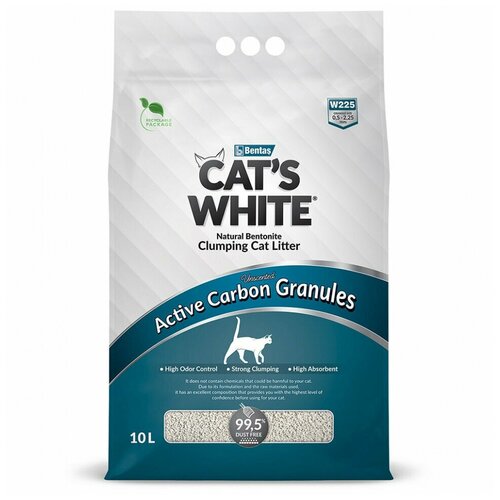 Cat's White Active Carbon Granules комкующийся наполнитель с гранулами активированного угля для кошачьего туалета (10л) Без характеристики