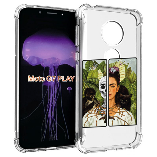Чехол MyPads сдвоенная картинка девушка скелет для Motorola Moto G7 Play задняя-панель-накладка-бампер