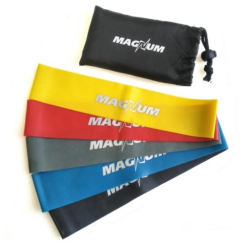 фото Mlb50-5 комплект эспандеров "magnum" 5 штук в сумке (50 х 5см х 0,4/0,6/0,8/1,0/1,2 мм) sportex
