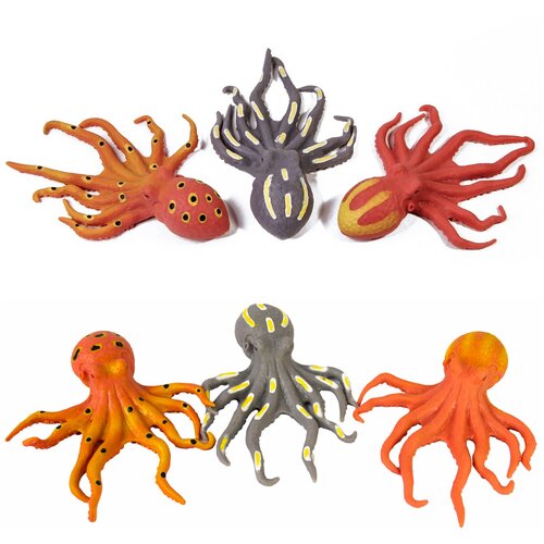 Игрушки резиновые фигурки-тянучки Осьминоги, 19 см. / набор 3 штуки игрушка антистресс резиновые животные осьминог мялка тянучка