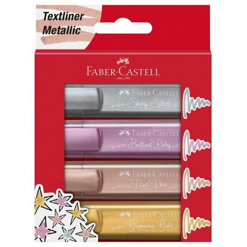 FABER-CASTELL Набор текстовыделителей Faber-Castell TL 46 Metallic 4 цвета, 1 - 5 мм