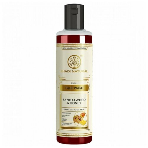 Гель для умывания Сандаловое Дерево и Мёд Кхади (Herbal face wash Khadi Sandalwood & Honey Khadi), 210 мл khadi natural очищающий убтан для лица sandalwood 50 г 50 мл