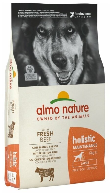 Almo Nature (Алмо Натур) для взрослых собак крупных пород с говядиной (large adult beef and rice holistic) 12 кг