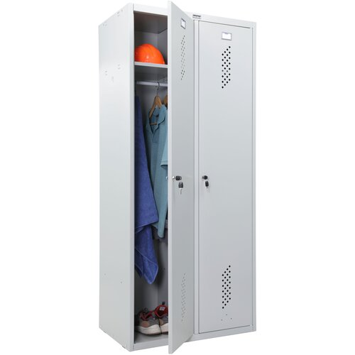 Шкаф металлический для раздевалок практик LS-21-80 для хранения одежды, шкаф локер, 2 полки с ключевым замком, модульный, ВхШхГ: 1830х813х500 мм