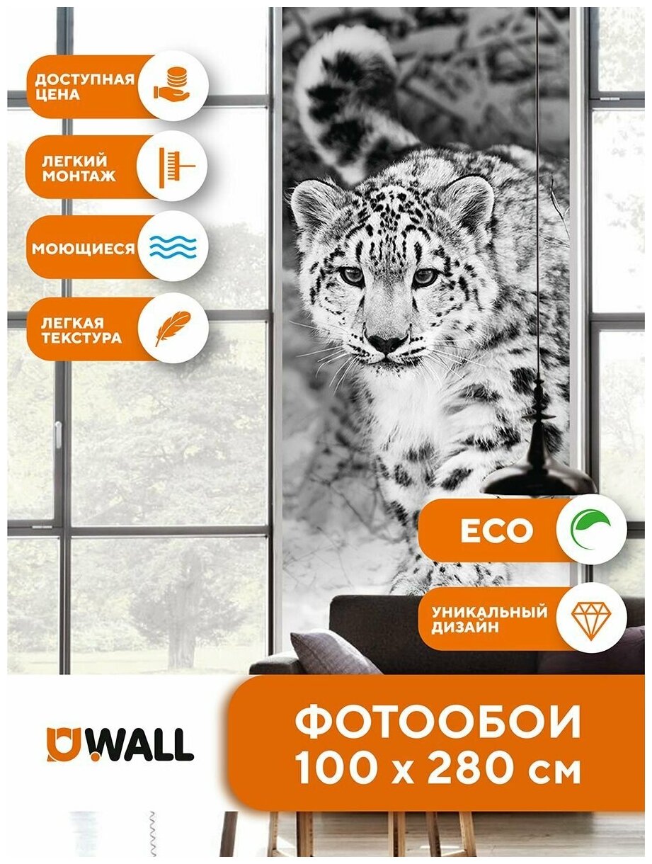 Фотообои YOUWALL / Снежный барс / 1 х 2.8 м (Ш х В)