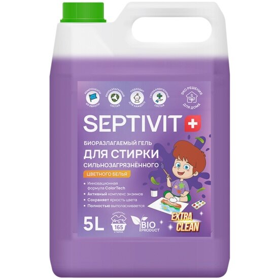 Гель для стирки Septivit EXTRA CLEAN Сильнозагрязненные Цветные Вещи, 5 л