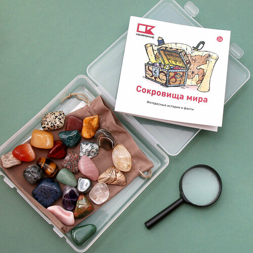 Набор Сокровища мира - 24 минерала и самоцвета в боксе с книжкой 3190₽