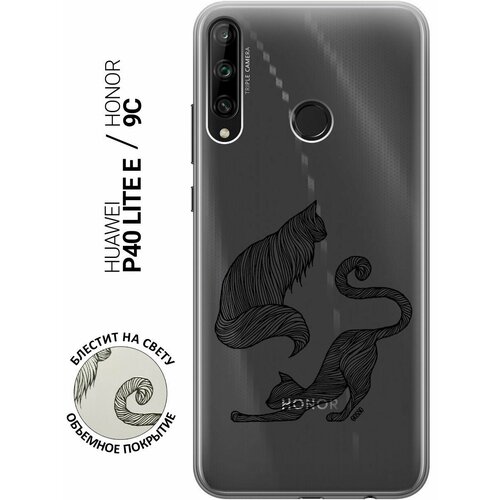 Ультратонкий силиконовый чехол-накладка Transparent для Huawei P40 Lite E, Honor 9C с 3D принтом Lazy Cats ультратонкий силиконовый чехол накладка transparent для huawei y6p с 3d принтом lazy cats