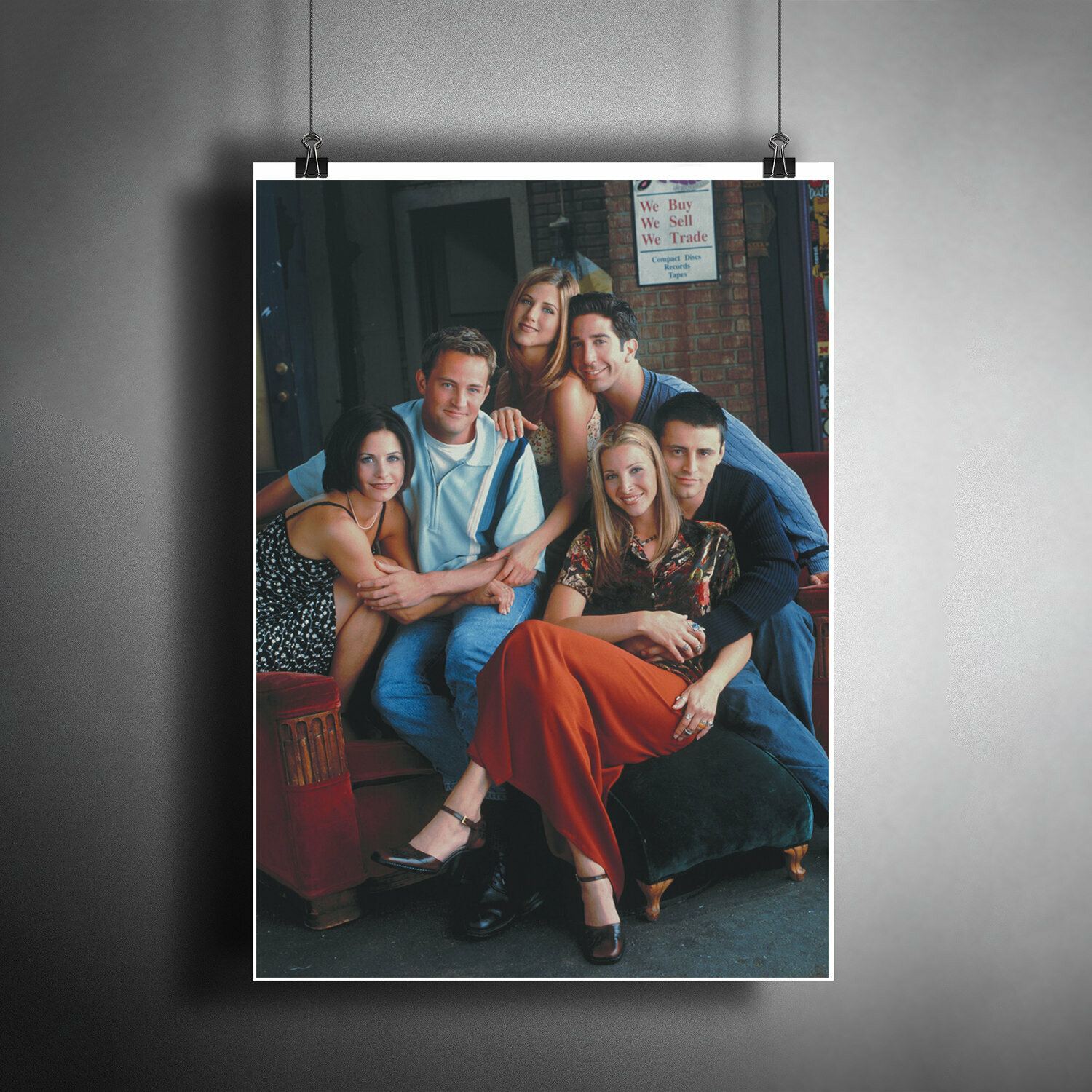 Постер плакат для интерьера "Сериал: Друзья. Friends. Дженнифер Энистон, Мэтт ЛеБлан и др." / Декор дома, офиса, комнаты, квартиры A3 (297 x 420 мм)