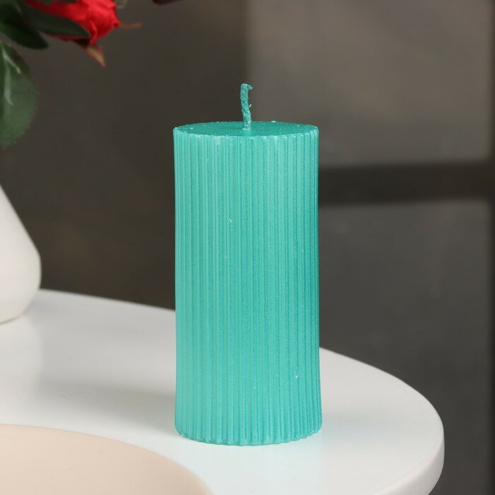 фото Свеча-цилиндр с гранями,5х10см, пальмовый воск, тиффани, металлик, 6 ч 9889537