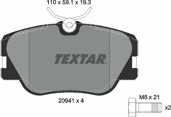 Колодки передние с противошумной пластиной Q+ MB W124 TEXTAR 2094102
