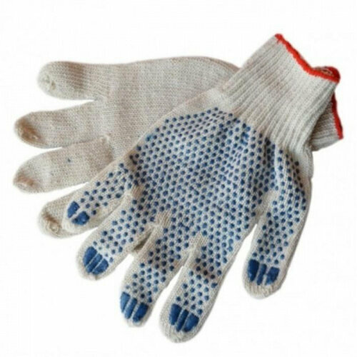 Перчатки хлопчатобумажные с ПВХ повышенной прочности 52г высший сорт | код 11195 | милен ( упак.6пар.)