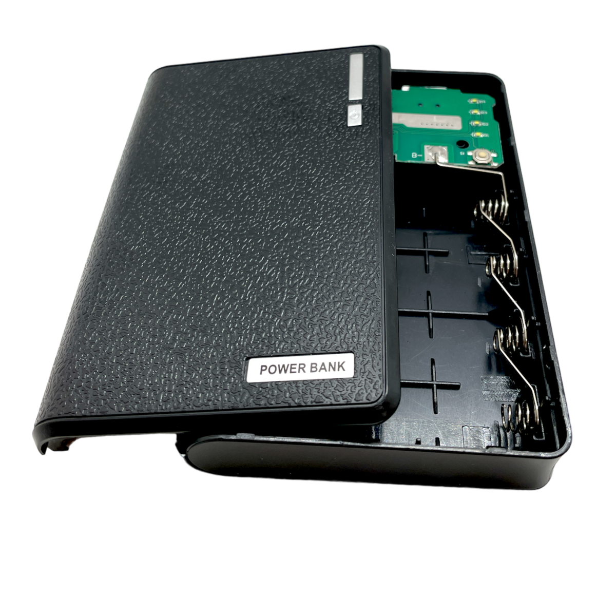 Корпус ABC для сборки Power Bank 4 x 18650, с фонариком, черный — фото 1