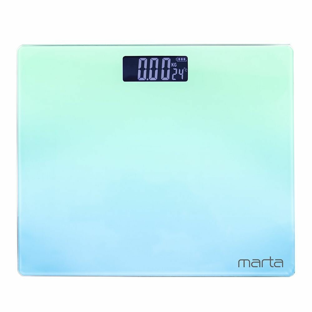 MARTA MT-SC1691 бирюзово-голубой LCD весы напольные диагностические, умные с Bluetooth - фотография № 2