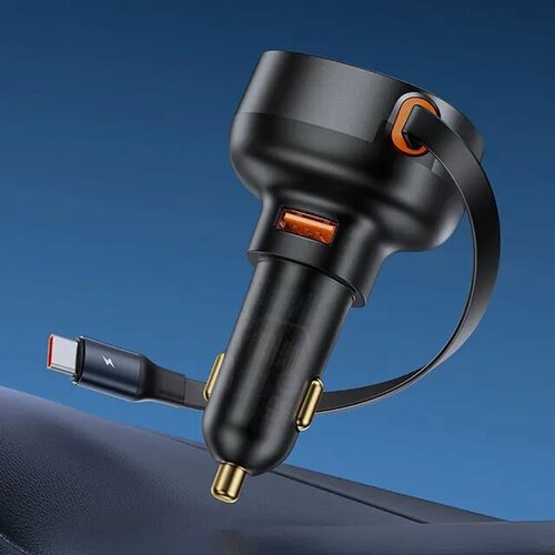 Автомобильная Зарядка Baseus Car Charger U+Retractable Type-C Cable 60W