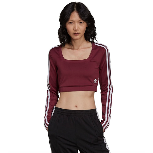 Топ adidas ADIDAS LONG SLEEVE - T-SHIRTS H37770, размер M, бордовый houzhou grunge long sleeve t shirts streetwear women y2k slim sexy print v neck crop top korean fashion casaul graphic t shirts