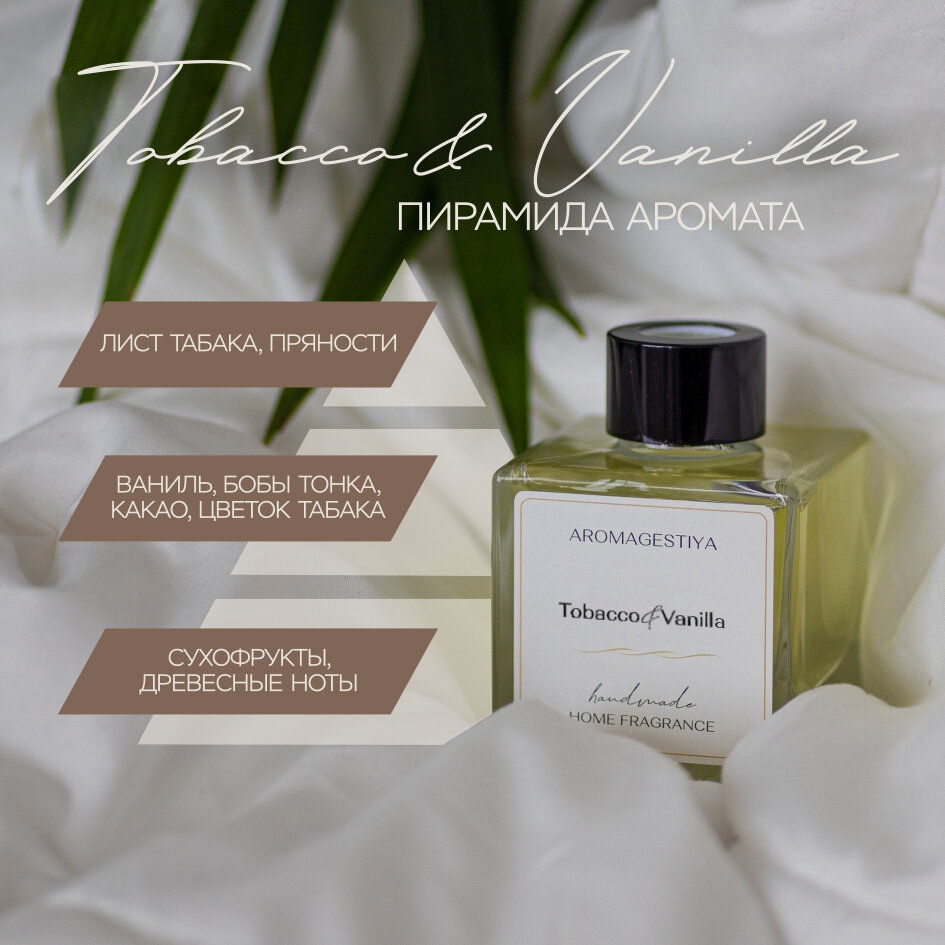 Ароматический диффузор "Aromagestiya" / Табак & Ваниль 100 мл / Ароматизатор для дома с палочками — фото 1