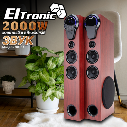 Акустическая Колонка Eltronic Home Sound 30-34 с караоке и FM-тюнером, 200Вт, красная