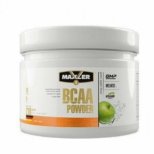 Аминокислоты Maxler BCAA Powder 210г Зеленое яблоко аминокислотный комплекс maxler bcaa powder eu зеленое яблоко 1000 гр