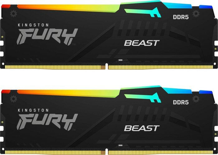 Память оперативная Kingston 64GB 5200MT/s DDR5 CL40 DIMM (Kit of 2) FURY Beast RGB (KF552C40BBAK2-64)