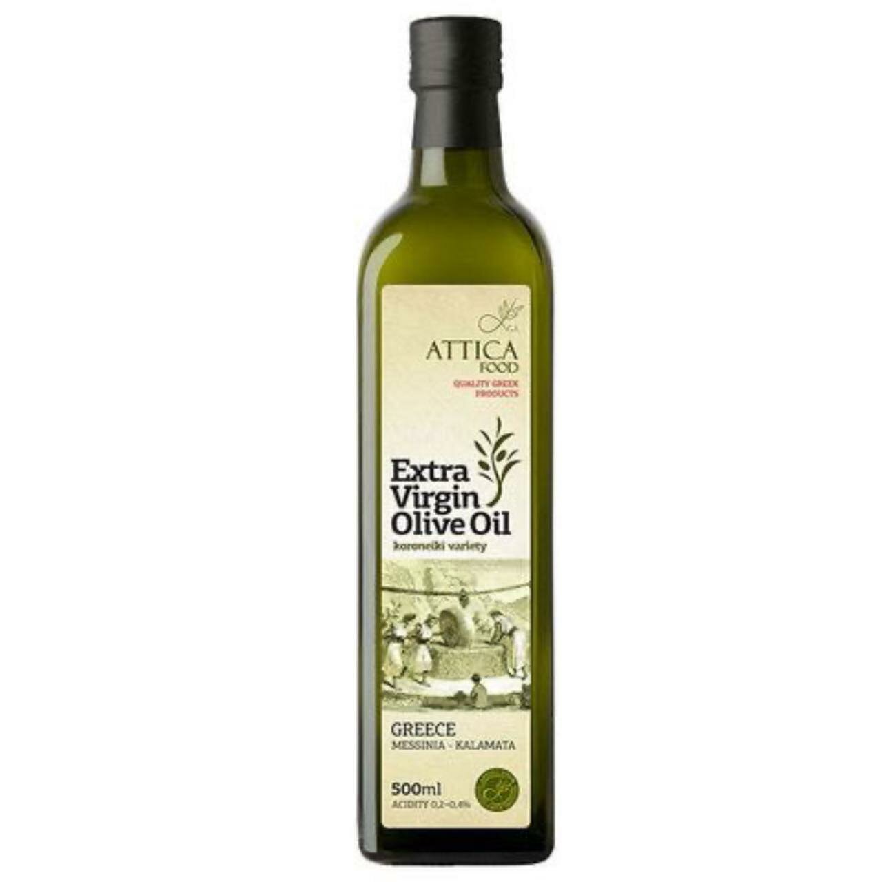 Оливковое масло 500мл Attiсa Food (Греция, Пелопоннес, Extra Virgin, стекло)