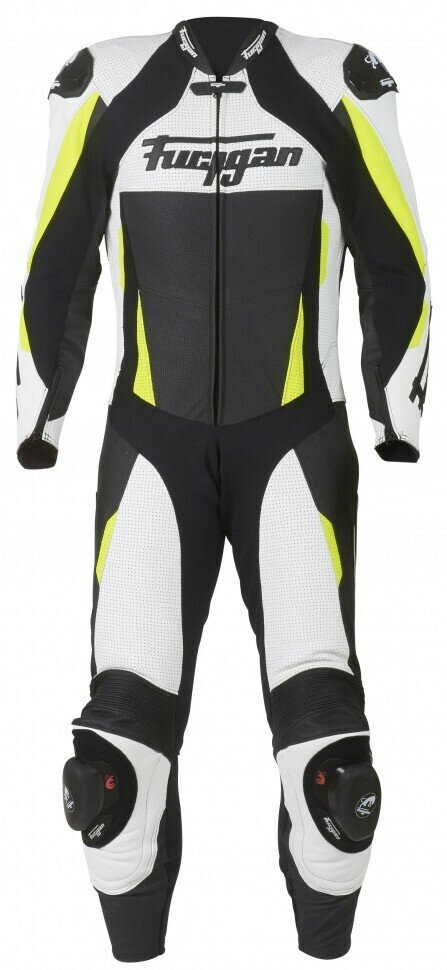 фото Кожаный мотокомбинезон Furygan Full Apex Perforated Кожа, Цвет Черный/Белый/Желтый