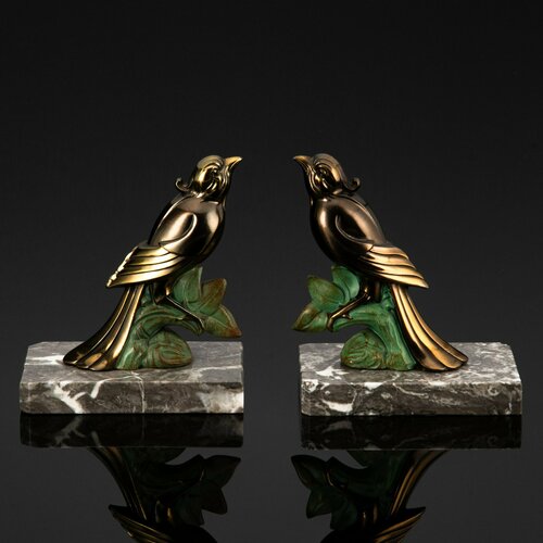 Букенды держатели для книг Птицы мрамор сплав металлов золочение крашение 45500₽