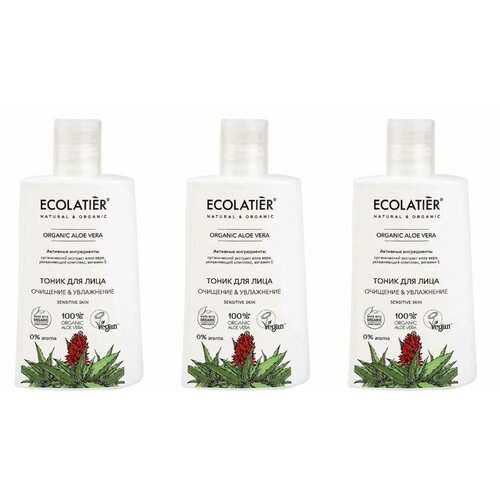 Ecolatier Тоник для лица Очищение и Увлажнение, Organic Aloe Vera, 250 мл, 3 уп.