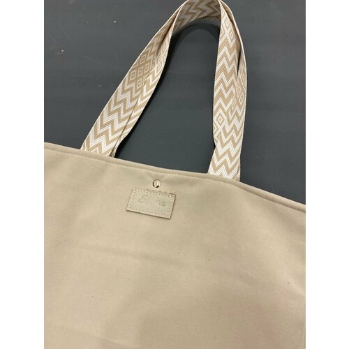 Сумка шоппер Stupa, фактура бархатистая, бежевый