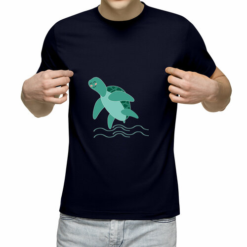 Футболка Us Basic, размер S, синий мужская футболка черепаха водная красная мультяшная xl синий