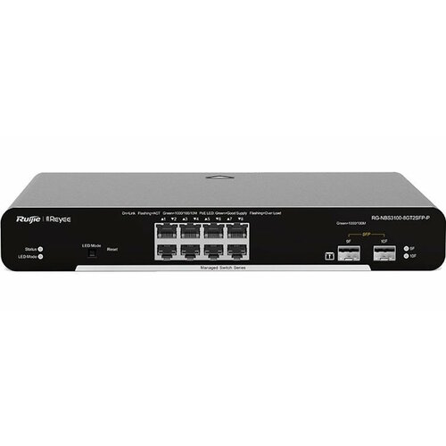 точка доступа ruijie rg rap1200 p Коммутатор Ruijie RG-NBS3100-8GT2SFP 8-PoE Smart 10-ports, RG-NBS3100-8GT2SFP-P