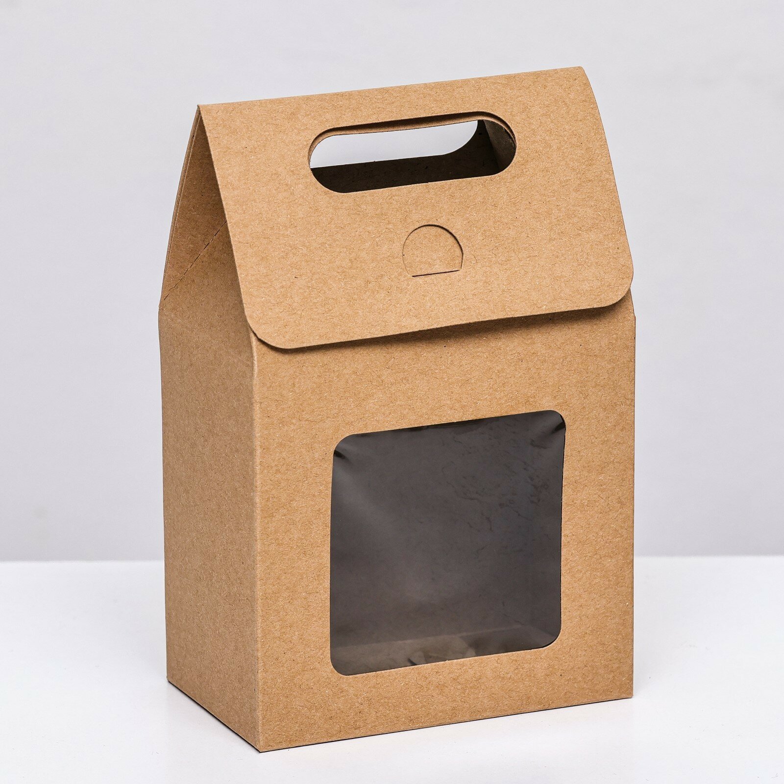 Коробка-пакет с окном, крафт, 15 х 10 х 6 см (5шт.)