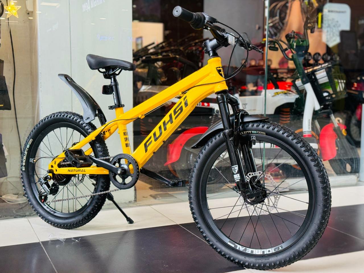 Велосипед горный скоростной FUNSI 617 7s 20' дюймов / детский, мужской и женский для прогулки / скоростной, спортивный велик желтый