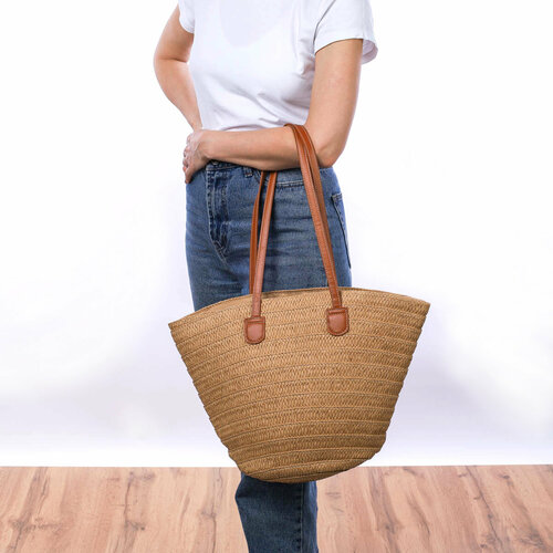 Сумка тоут Галеон фактура плетеная коричневый 1550₽