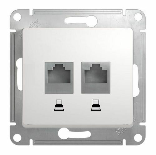 фото Механизм компьютерной розетки 2-м Glossa RJ45+RJ45 категория 5е цвет-белый SchE GSL000185КК
